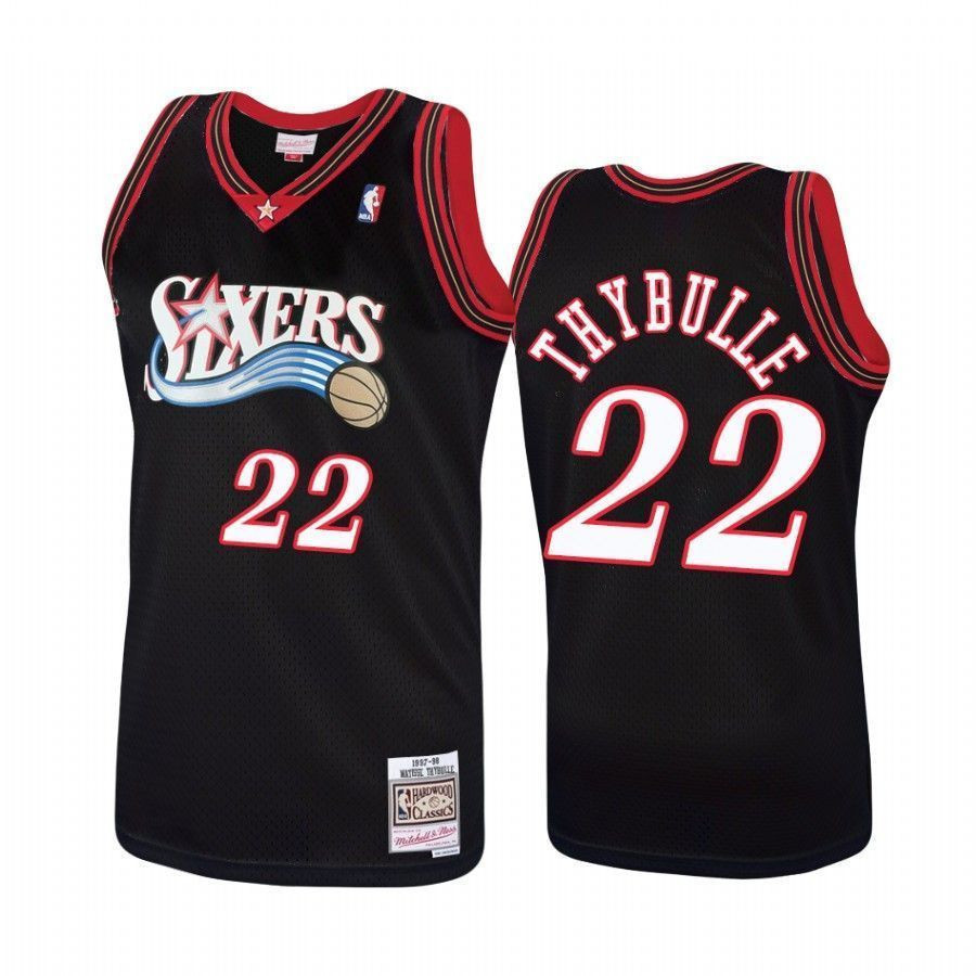 Men's Philadelphia 76ers 22 Matisse Thybulle Hardwood Classics Black Basketball Jersey - JS934 