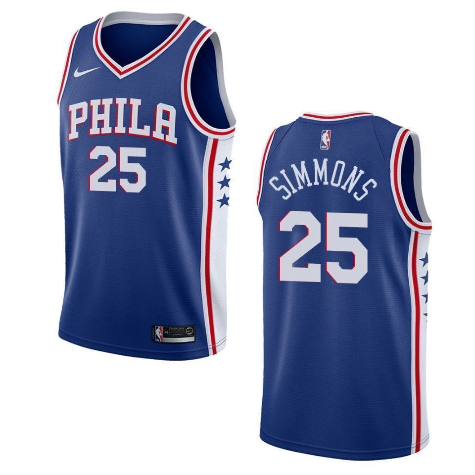 Men's Philadelphia 76ers 25 Ben Simmons Icon Swingman Basketball Jersey - Blue - JS496 