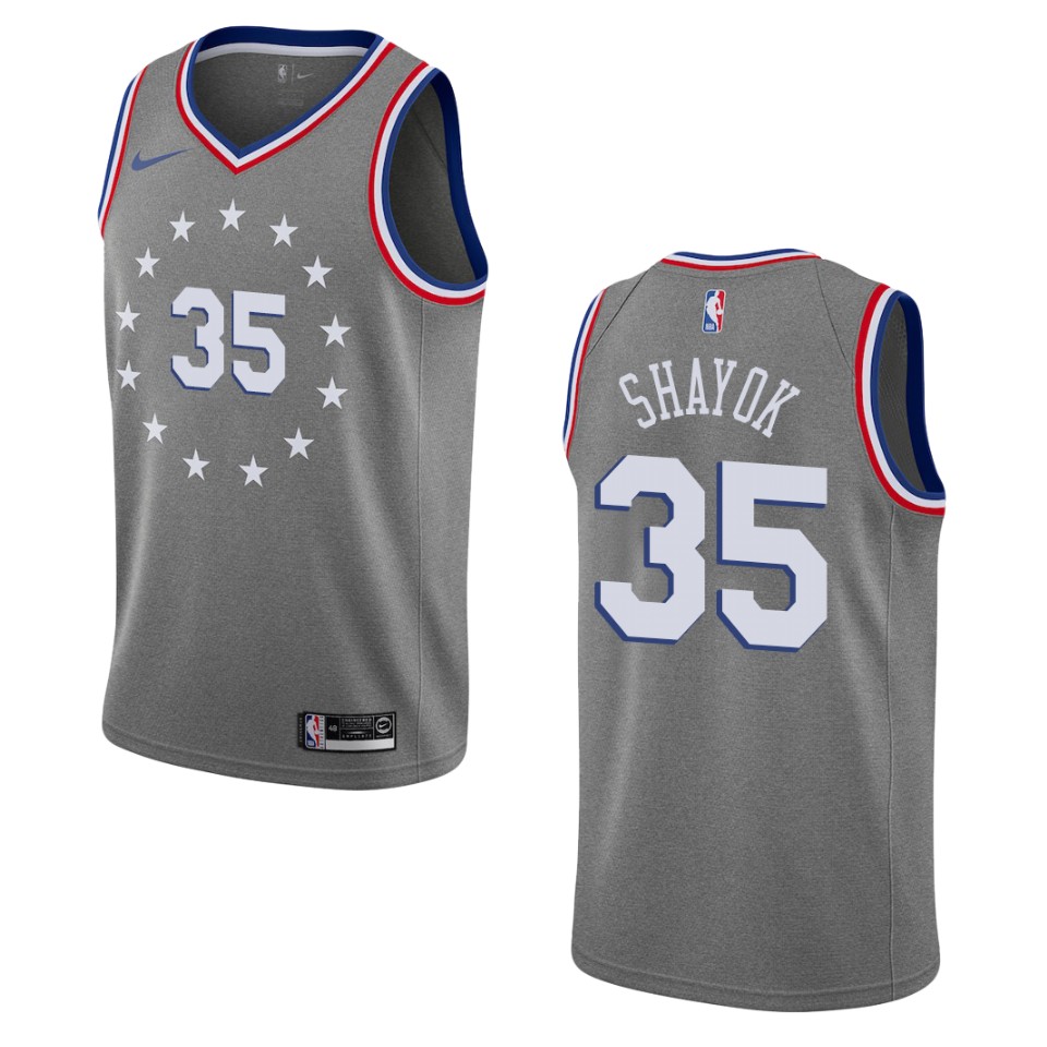 Men's Philadelphia 76ers #35 Marial Shayok City Swingman Basketball Jersey - Gray