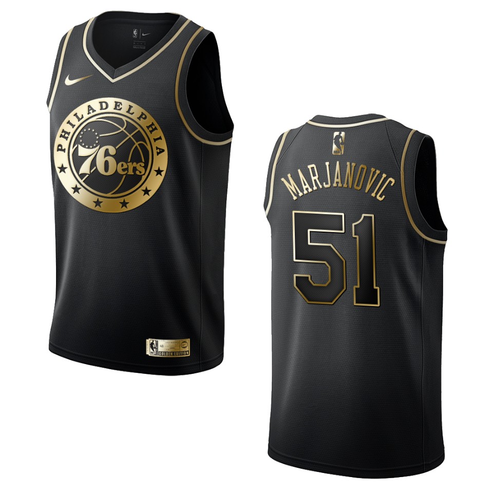 Men’s Philadelphia 76ers #51 Boban Marjanovic Golden Edition Basketball Jersey – Black