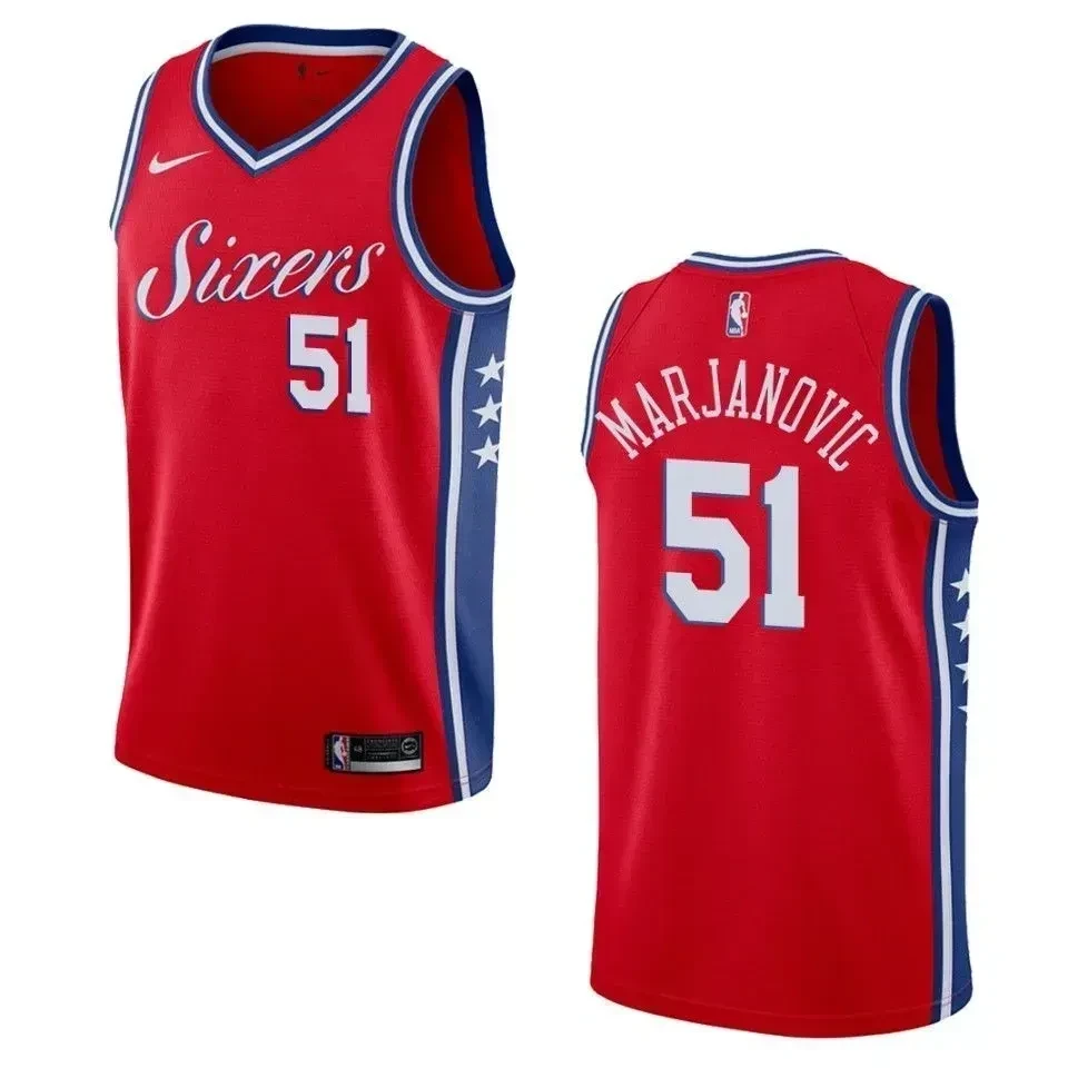 Men's Philadelphia 76ers 51 Boban Marjanovic Statement Swingman Basketball Jersey - Red - JS327 
