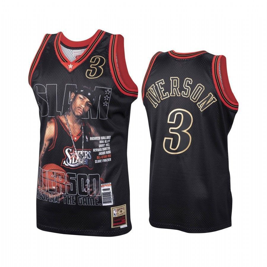 Men's Philadelphia 76ers Allen Iverson Hwc Black Basketball Jersey - JS699 