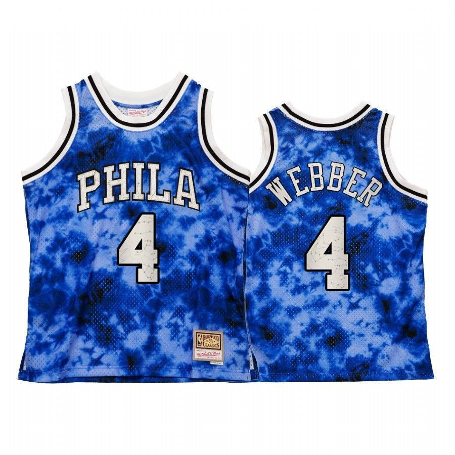 Men's Philadelphia 76ers Chris Webber Galaxy Constellation Basketball Jersey Royal Vintage - JS817 