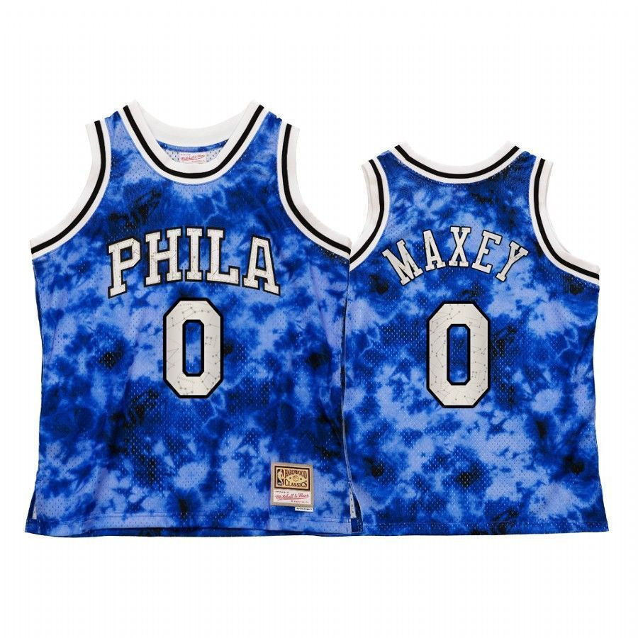 Men's Philadelphia 76ers Tyrese Maxey Galaxy Constellation Basketball Jersey Royal Vintage - JS234 