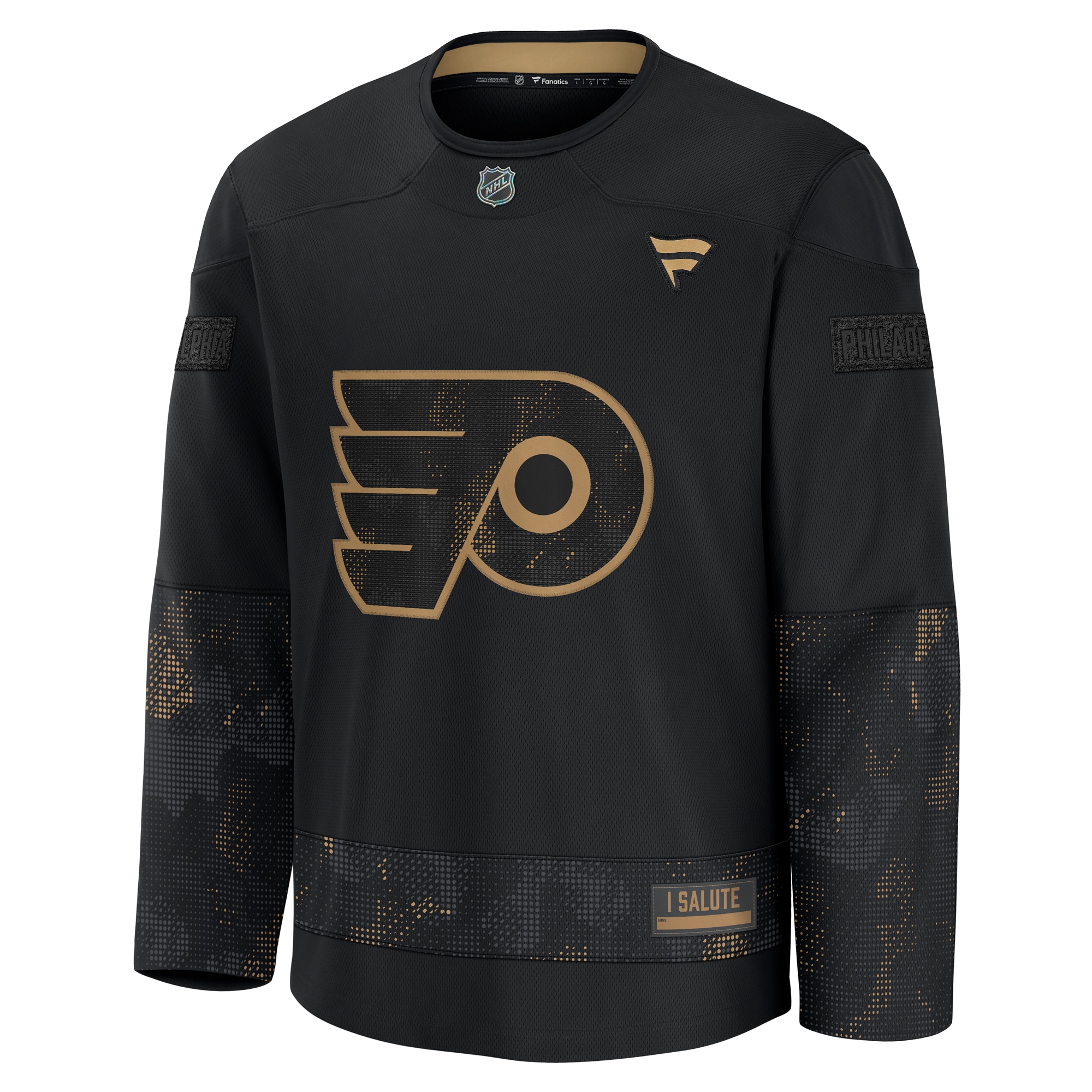 Alternative view of Men's Philadelphia Flyers Black 2024 Military Appreciation Practice Jersey - JS957 