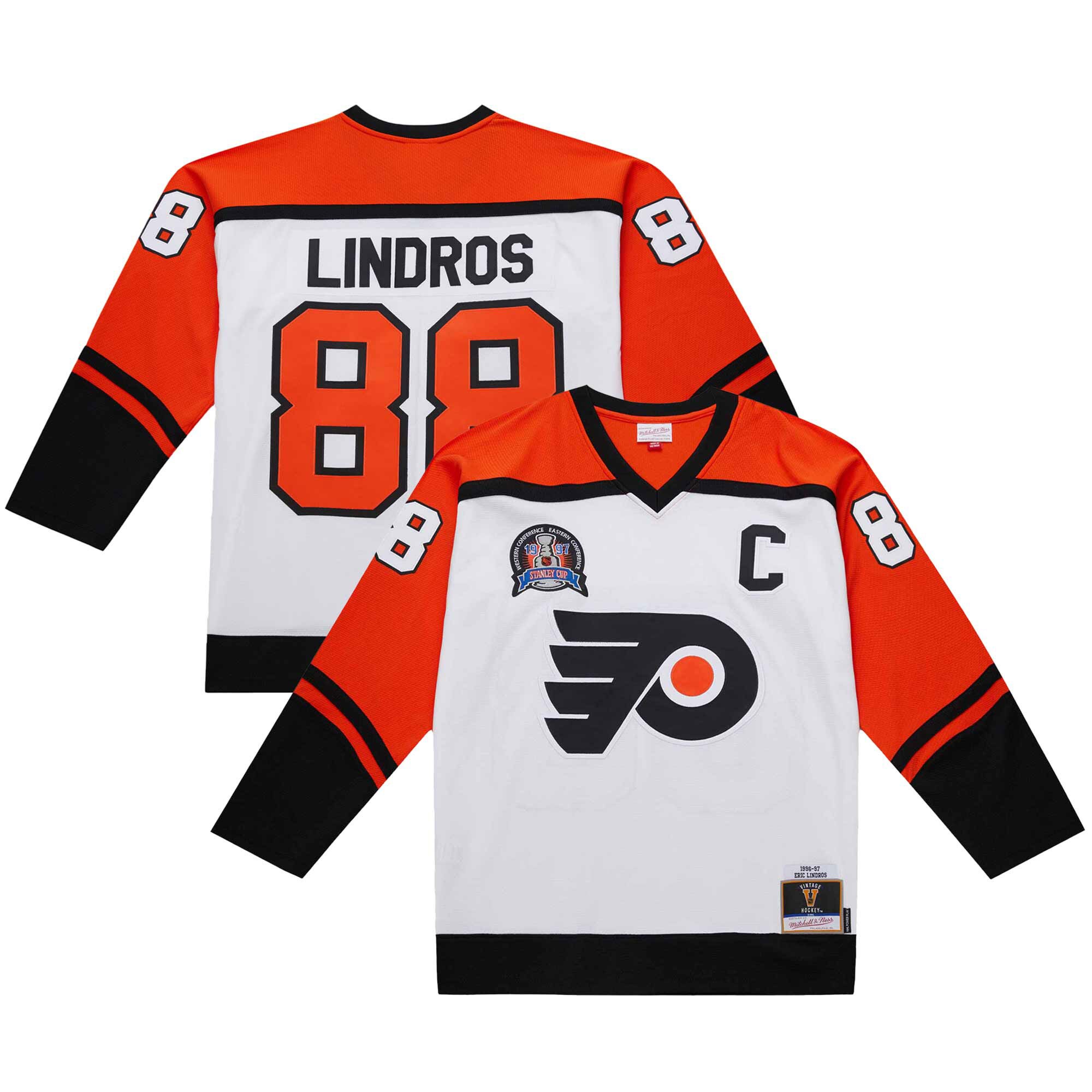Men's Philadelphia Flyers Eric Lindros White 1996-97 Power Play Hockey Jersey - JS569 