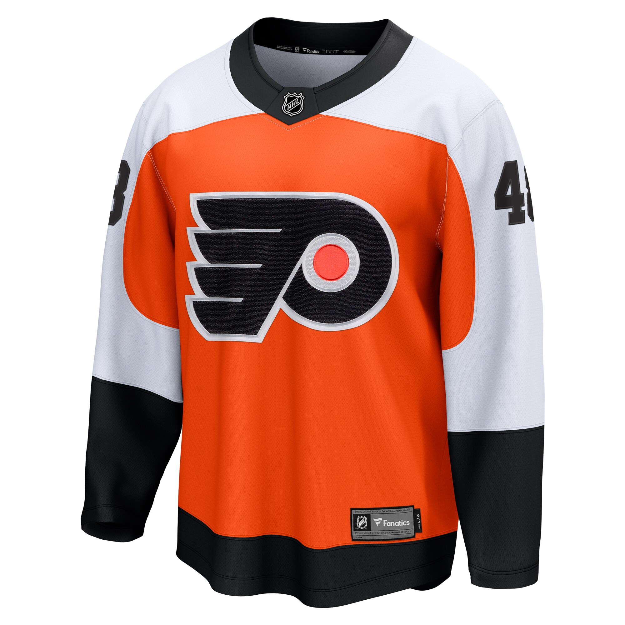 Alternative view of Men's Philadelphia Flyers Morgan Frost Orange Home Breakaway Hockey Jersey - JS348 
