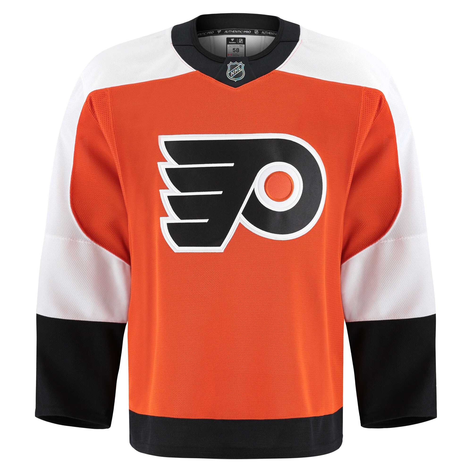Alternative view of Men's Philadelphia Flyers Orange Home Pro Hockey Jersey - JS192 