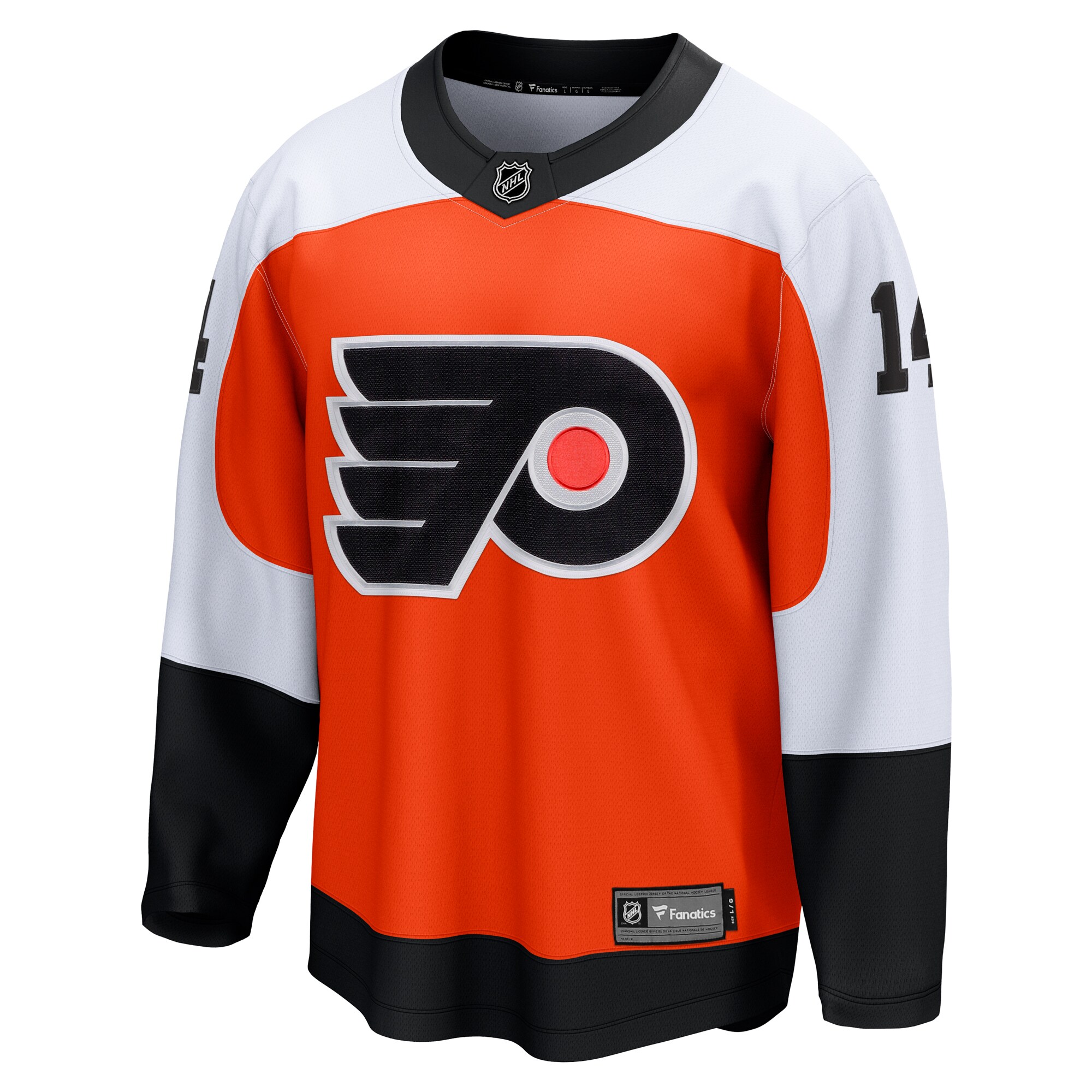 Alternative view of Men's Philadelphia Flyers Sean Couturier Orange Home Breakaway Hockey Jersey - JS658 