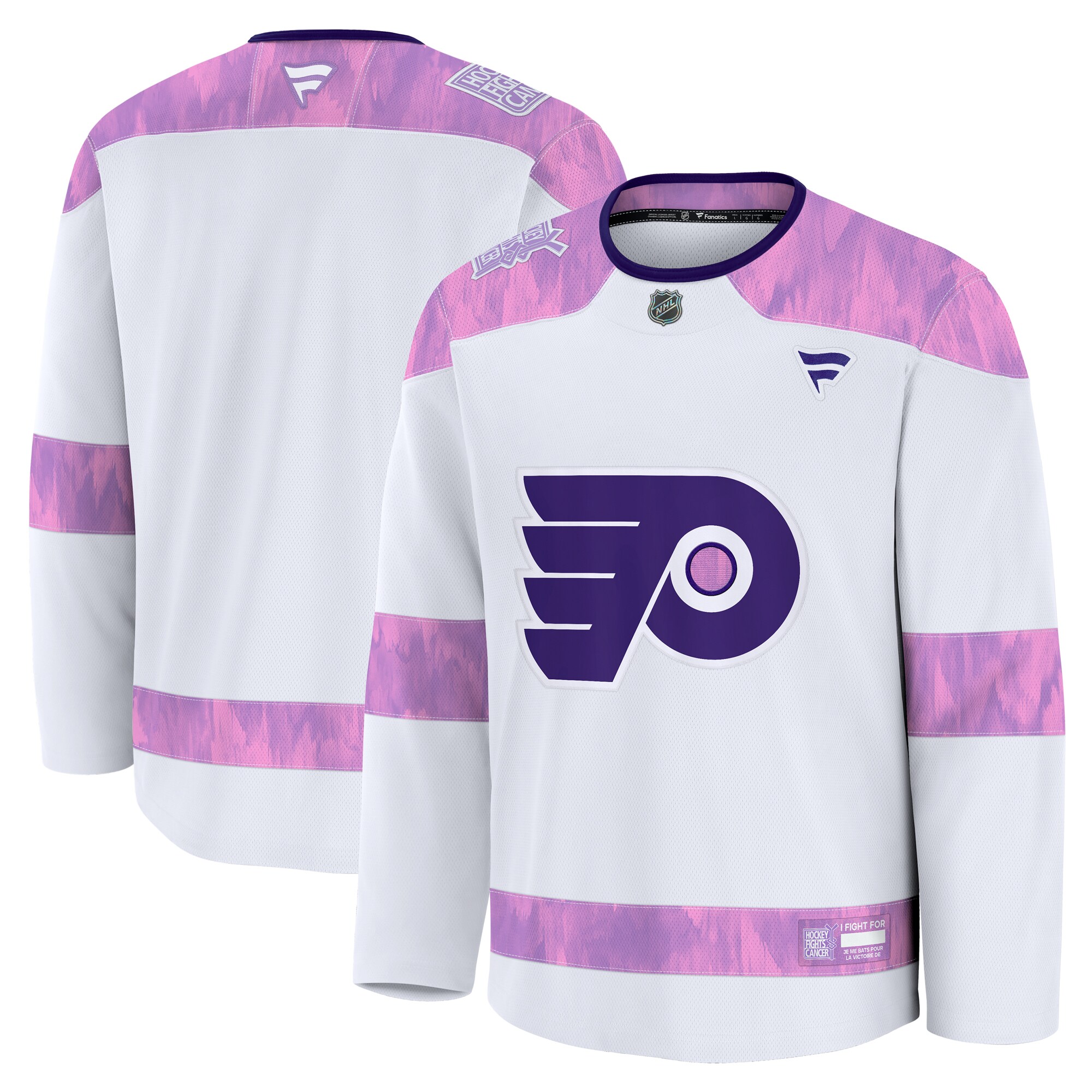 Men's Philadelphia Flyers White 2024 Hockey Fights Cancer Practice Hockey Jersey - JS435 