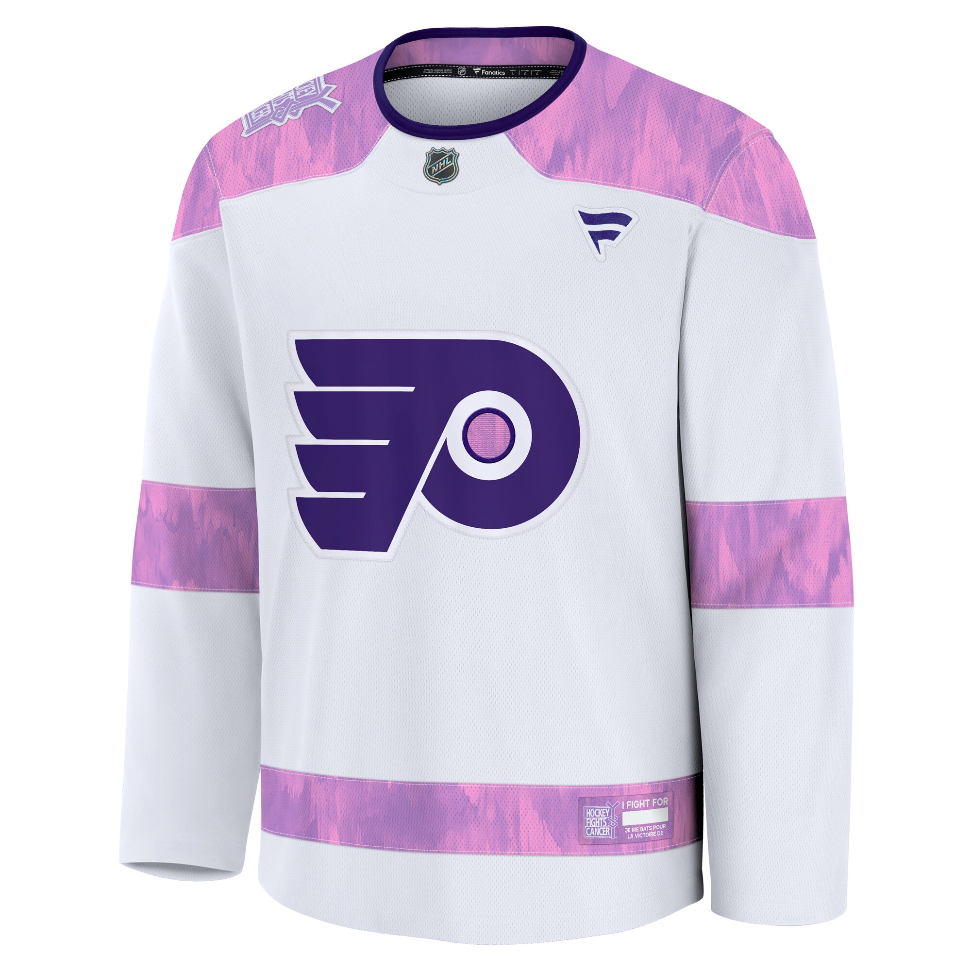 Alternative view of Men's Philadelphia Flyers White 2024 Hockey Fights Cancer Practice Hockey Jersey - JS435 