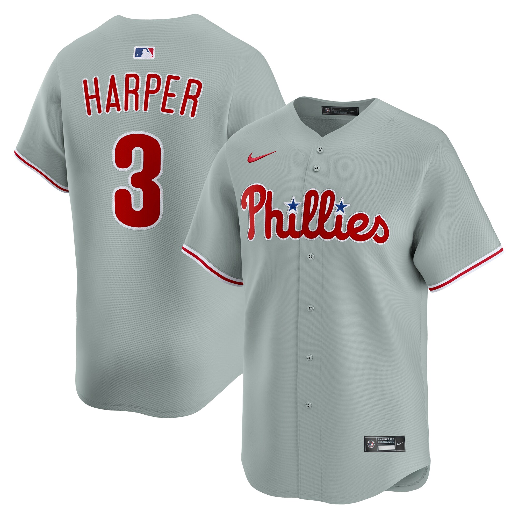 Men's Philadelphia Phillies Bryce Harper Gray Alternate Limited Player Baseball Jersey 