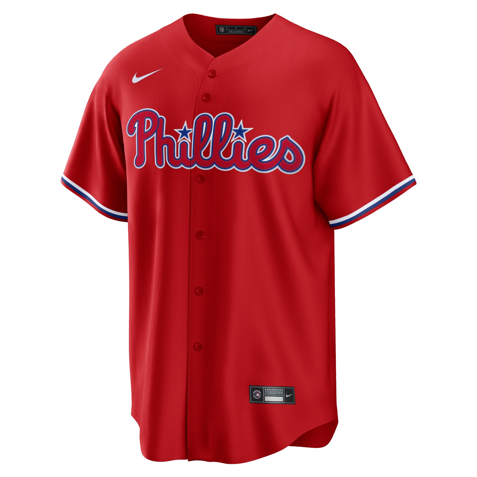 Alternative view of Men's Philadelphia Phillies Bryce Harper Red Alternate Player Name Baseball Jersey 