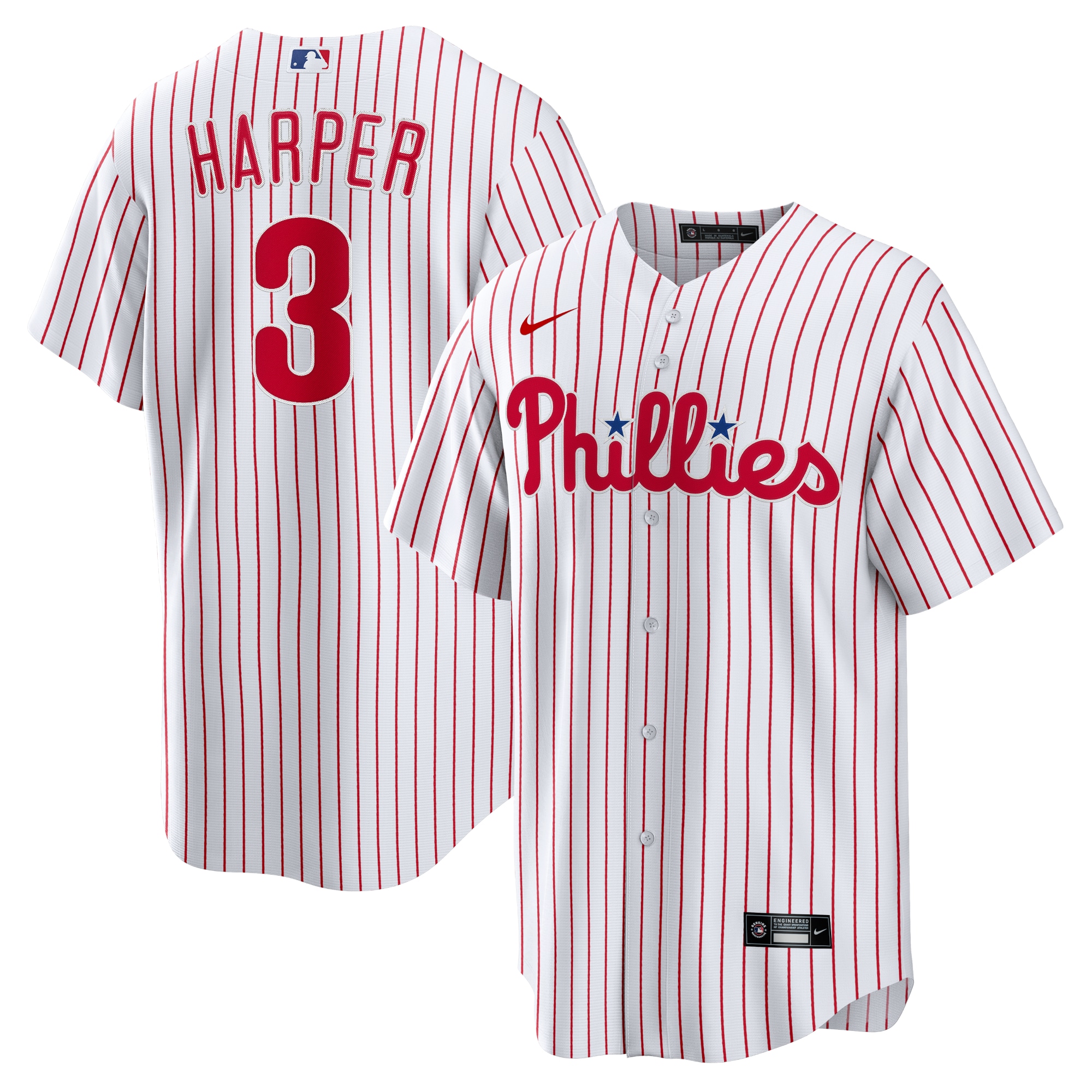 Men's Philadelphia Phillies Bryce Harper White Home Player Name Baseball Jersey 