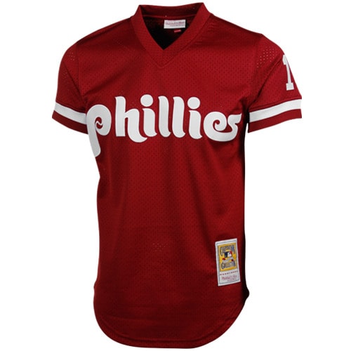 Alternative view of Men's Philadelphia Phillies Darren Daulton Mitchell & Ness Red Cooperstown Mesh Batting Practice Baseball Jersey 