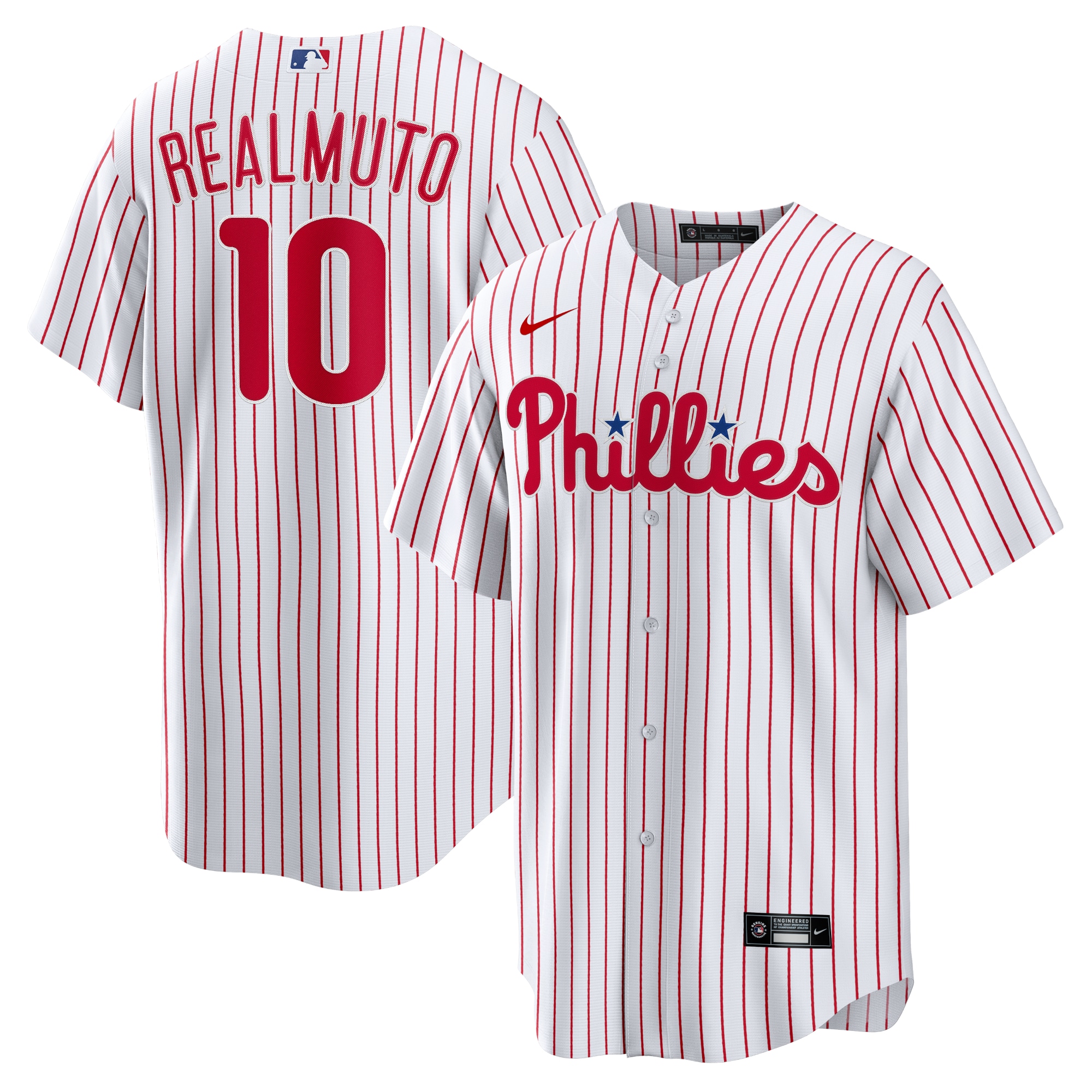 Men's Philadelphia Phillies JT Realmuto White Home Player Name Baseball Jersey 