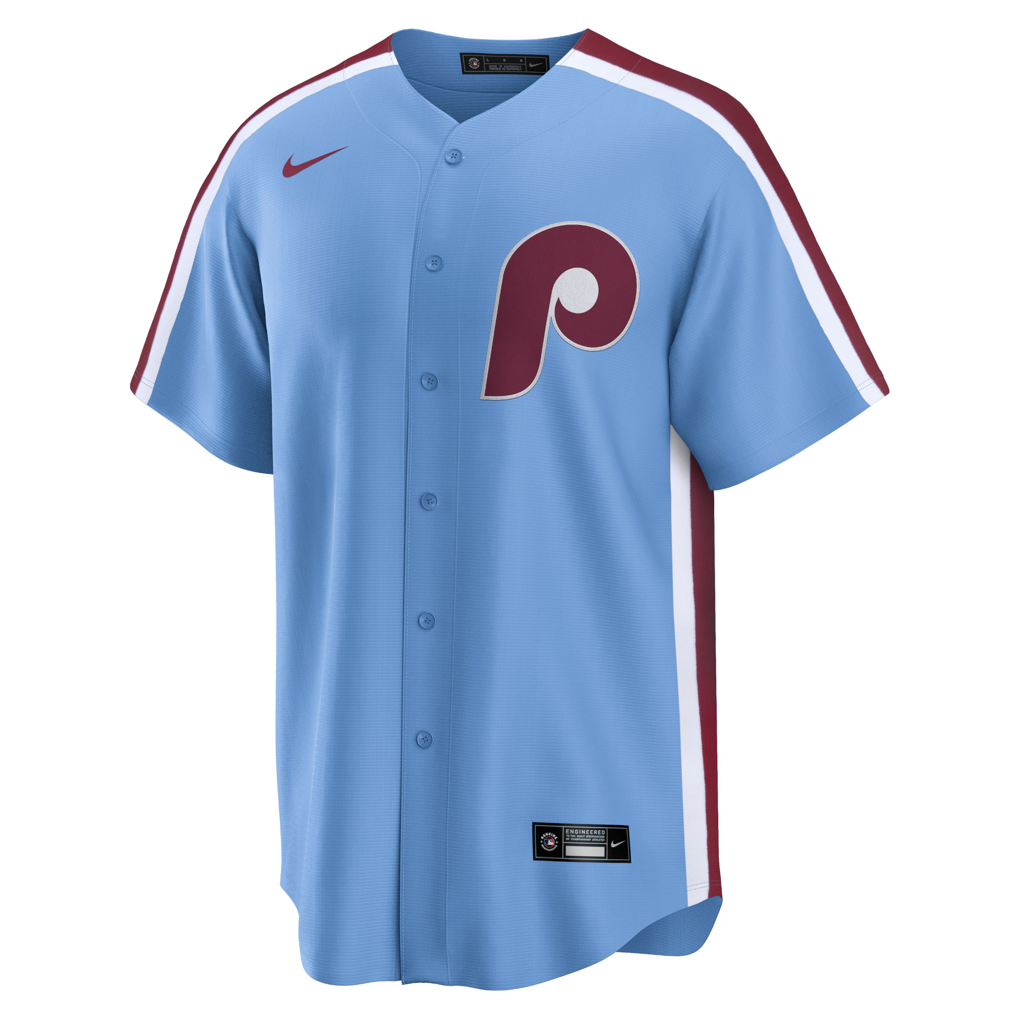 Alternative view of Men's Philadelphia Phillies Light Blue Alternate Team Baseball Jersey 