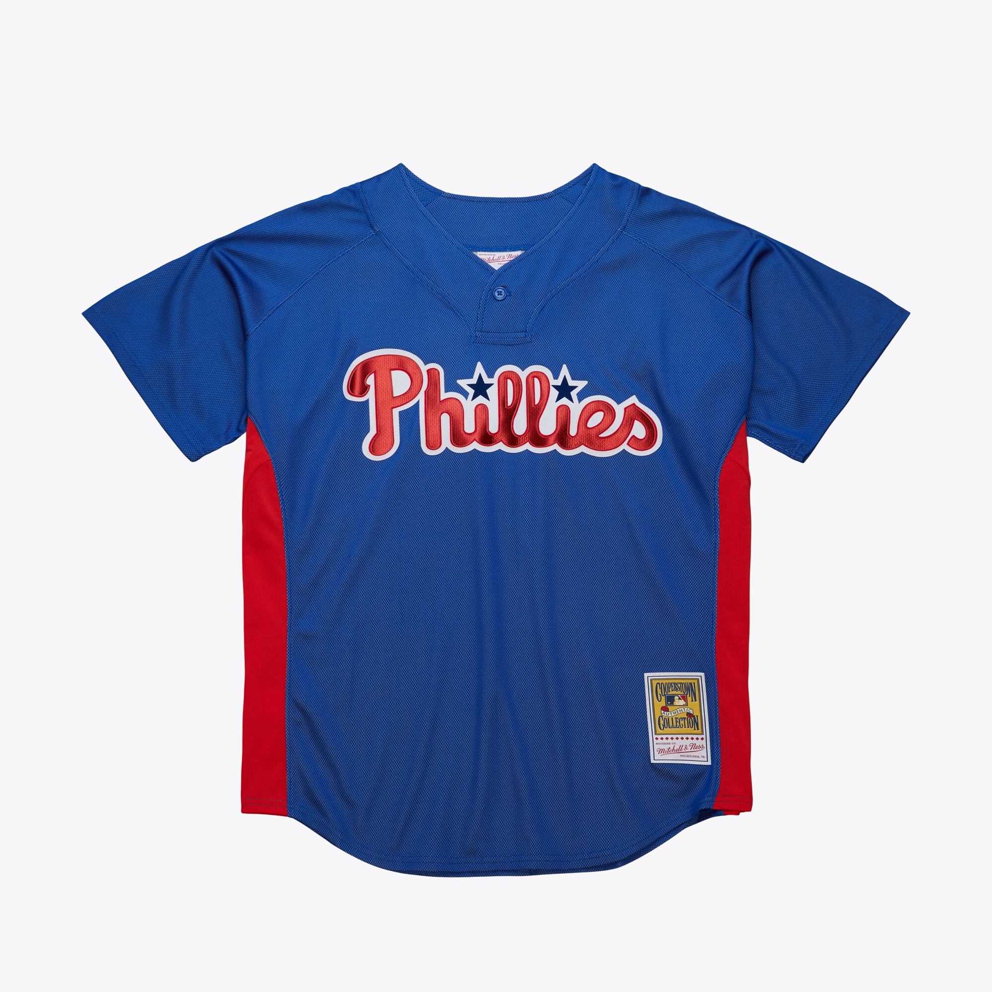 Men's Philadelphia Phillies Roy Halladay Mitchell & Ness Royal 2010 Batting Practice Pullover Baseball Jersey 