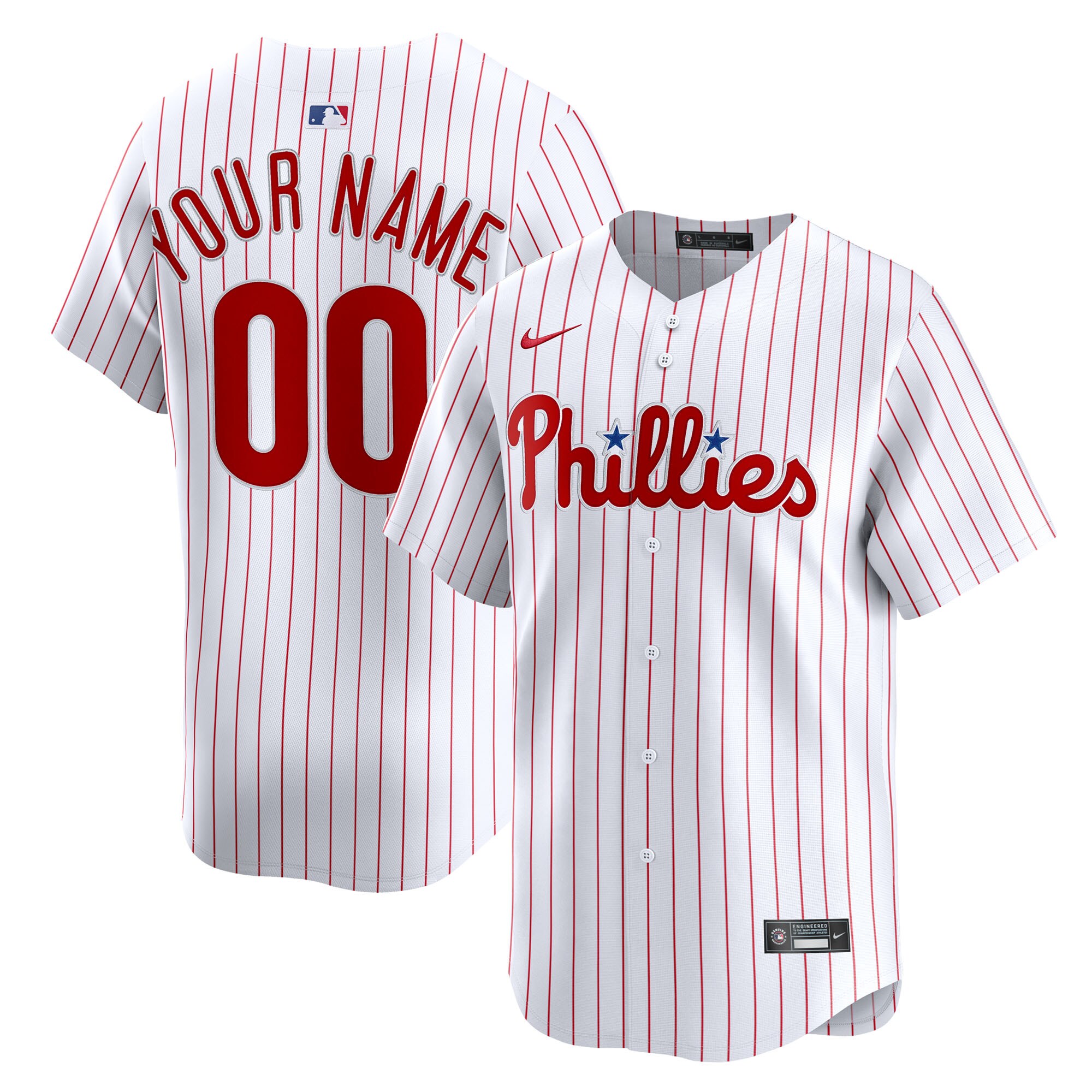Men's Philadelphia Phillies White Home Limited Custom Baseball Jersey 