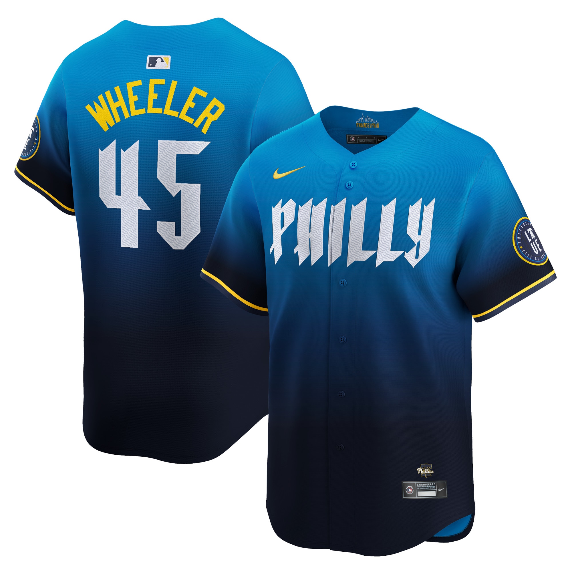 Men's Philadelphia Phillies Zack Wheeler Blue 2024 City Connect Limited Player Baseball Jersey 