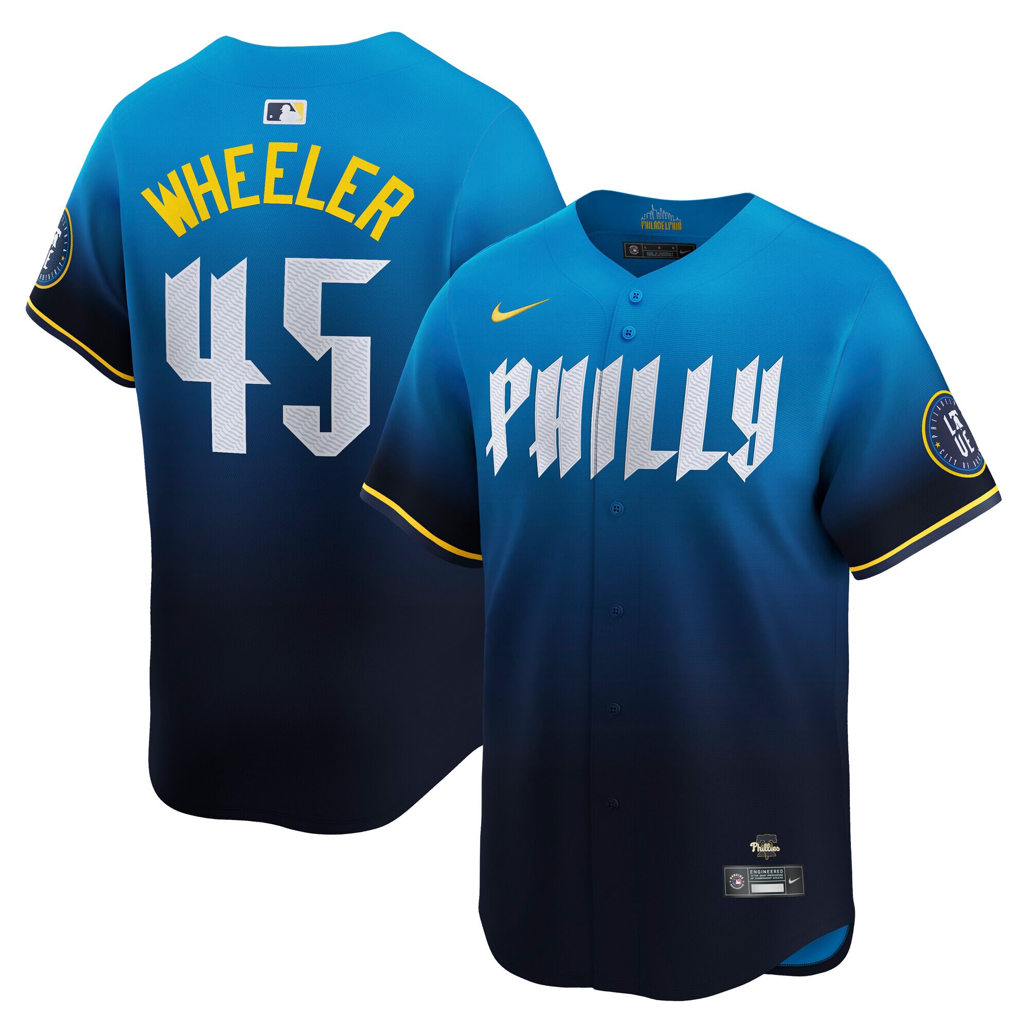 Men's Philadelphia Phillies Zack Wheeler Blue City Connect Limited Player Baseball Jersey 