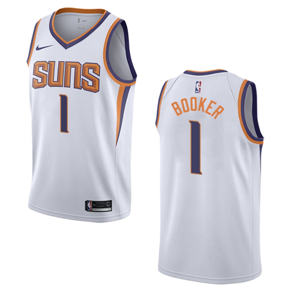 Men's Phoenix Suns #1 Devin Booker Association Swingman Basketball Jersey - White