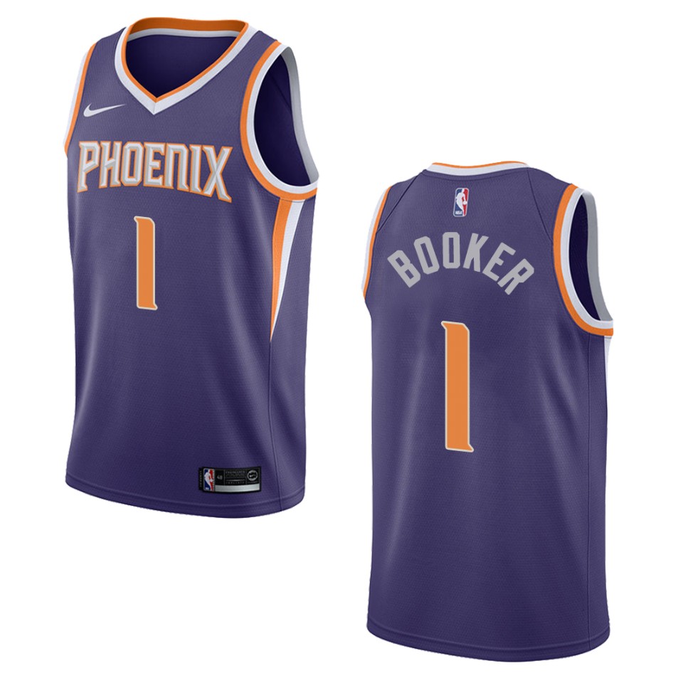 Men's Phoenix Suns #1 Devin Booker Icon Swingman Basketball Jersey - Purple