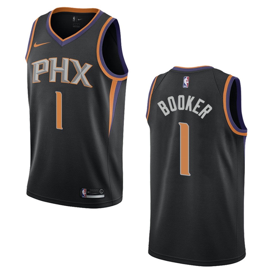 Men's Phoenix Suns #1 Devin Booker Statement Swingman Basketball Jersey - Black