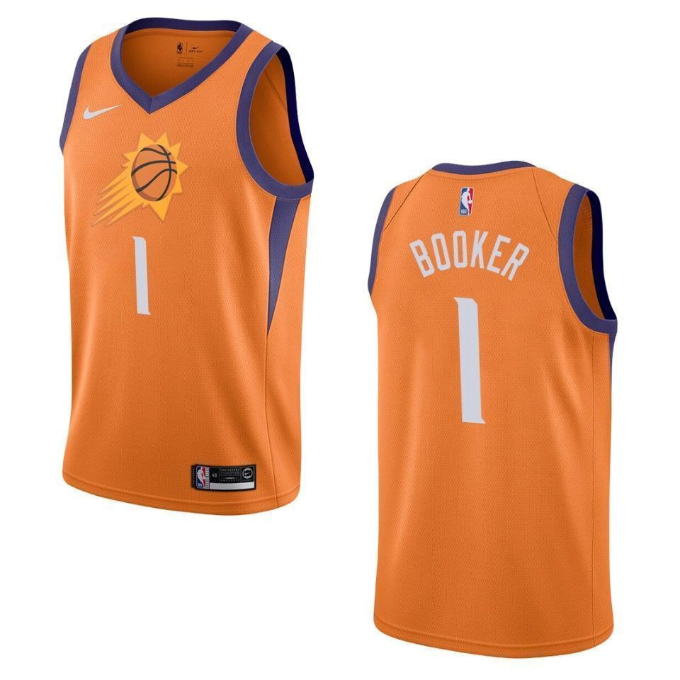 Men's Phoenix Suns 1 Devin Booker Statement Swingman Jersey - Orange - JS202 