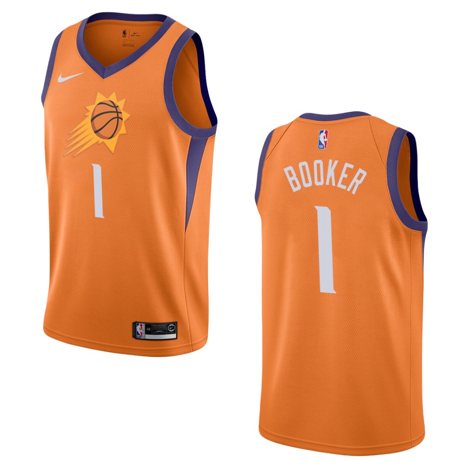 Men's Phoenix Suns #1 Devin Booker Statement Swingman Basketball Jersey - Orange