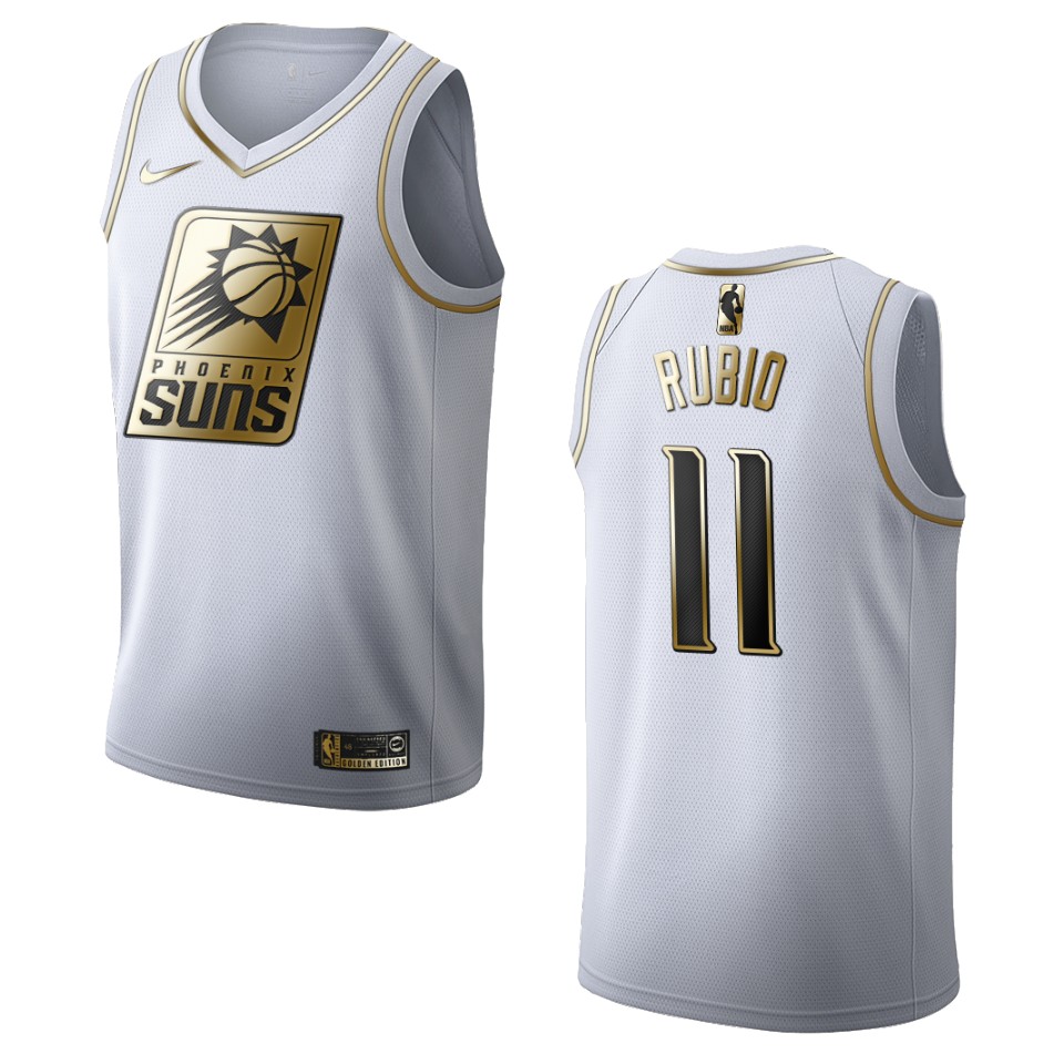 Men’s Phoenix Suns #11 Ricky Rubio Golden Edition Jersey – White