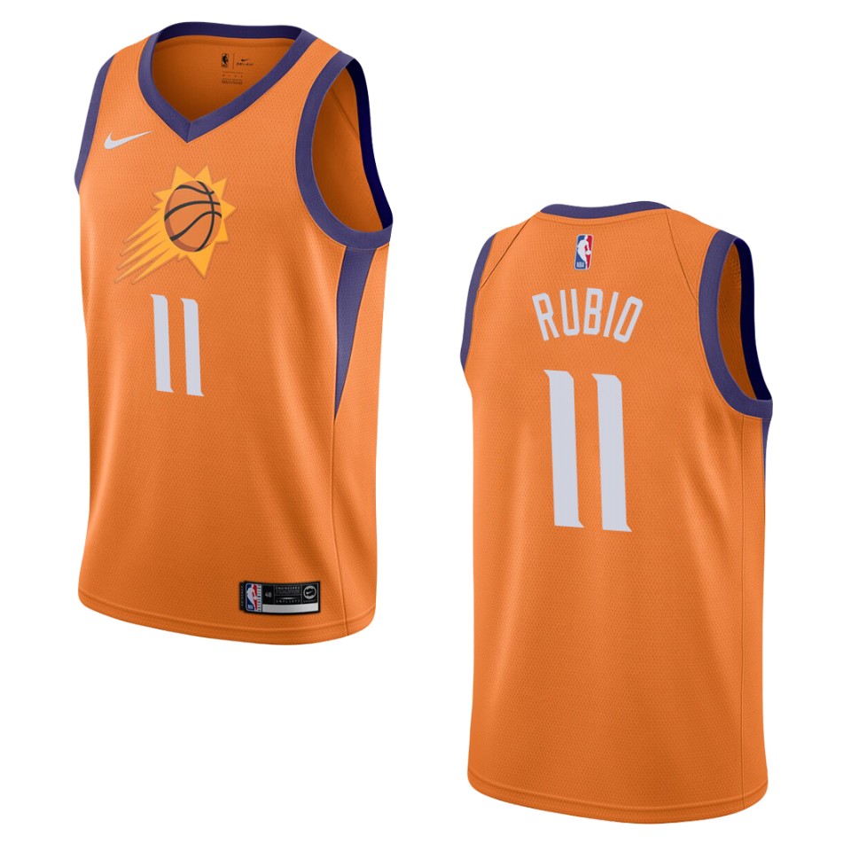 Men's Phoenix Suns #11 Ricky Rubio Statement Swingman Basketball Jersey - Orange