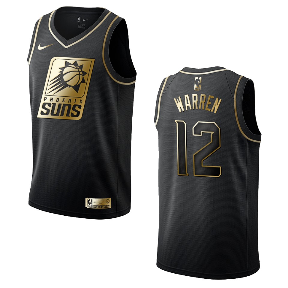 Men’s Phoenix Suns #12 T.j. Warren Golden Edition Jersey – Black