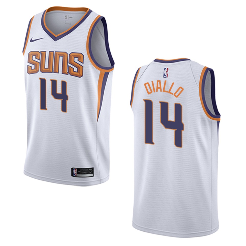 Men's Phoenix Suns #14 Cheick Diallo Association Swingman Basketball Jersey - White