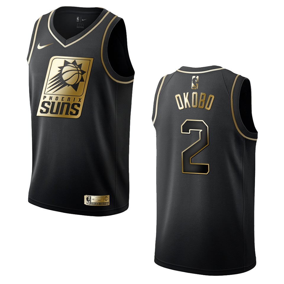 Men's Phoenix Suns #2 Elie Okobo Golden Edition Basketball Jersey - Black