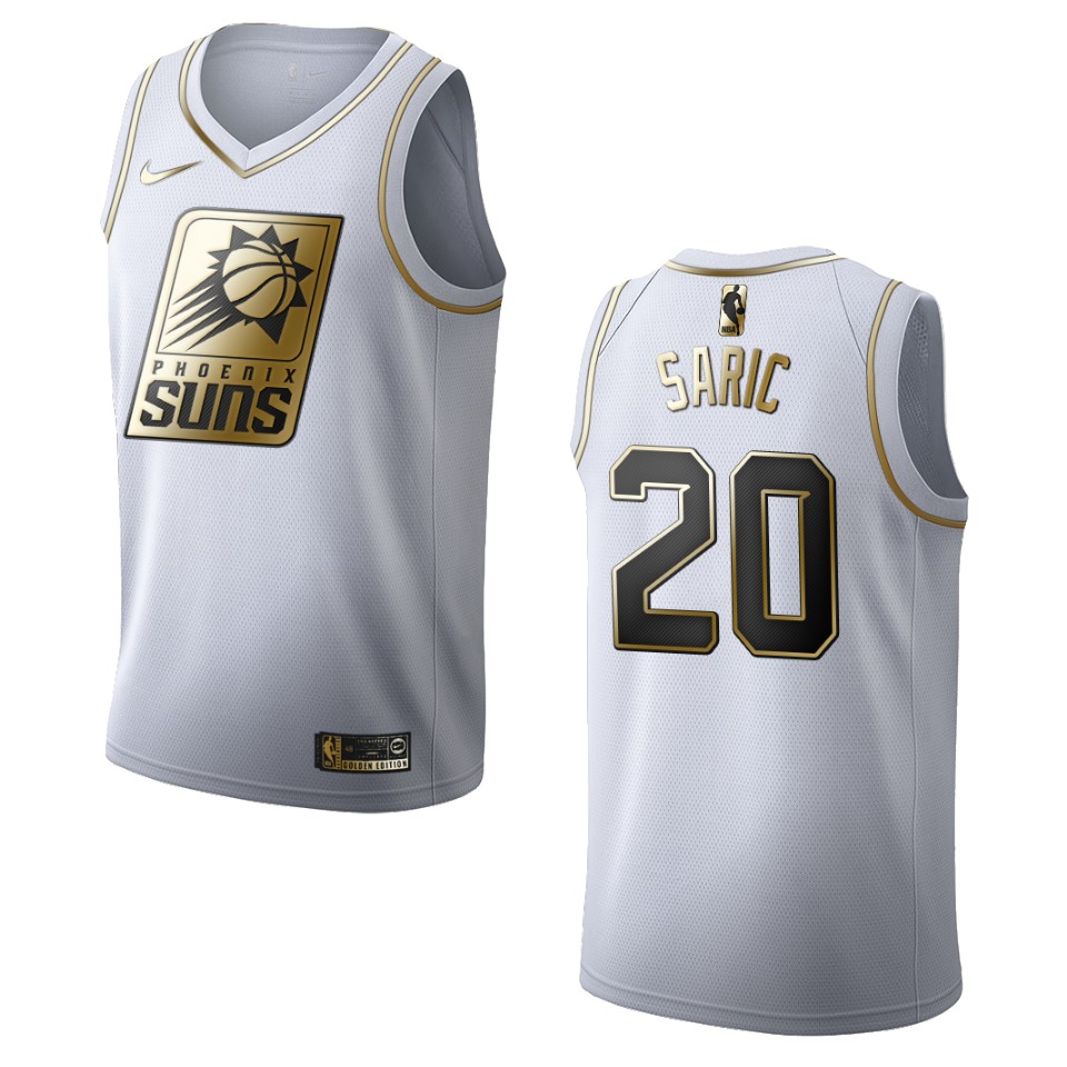 Men's Phoenix Suns #20 Dario Saric Golden Edition Basketball Jersey - White