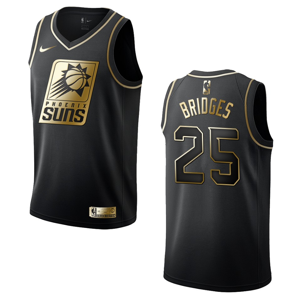 Men's Phoenix Suns #25 Mikal Bridges Golden Edition Jersey - Black