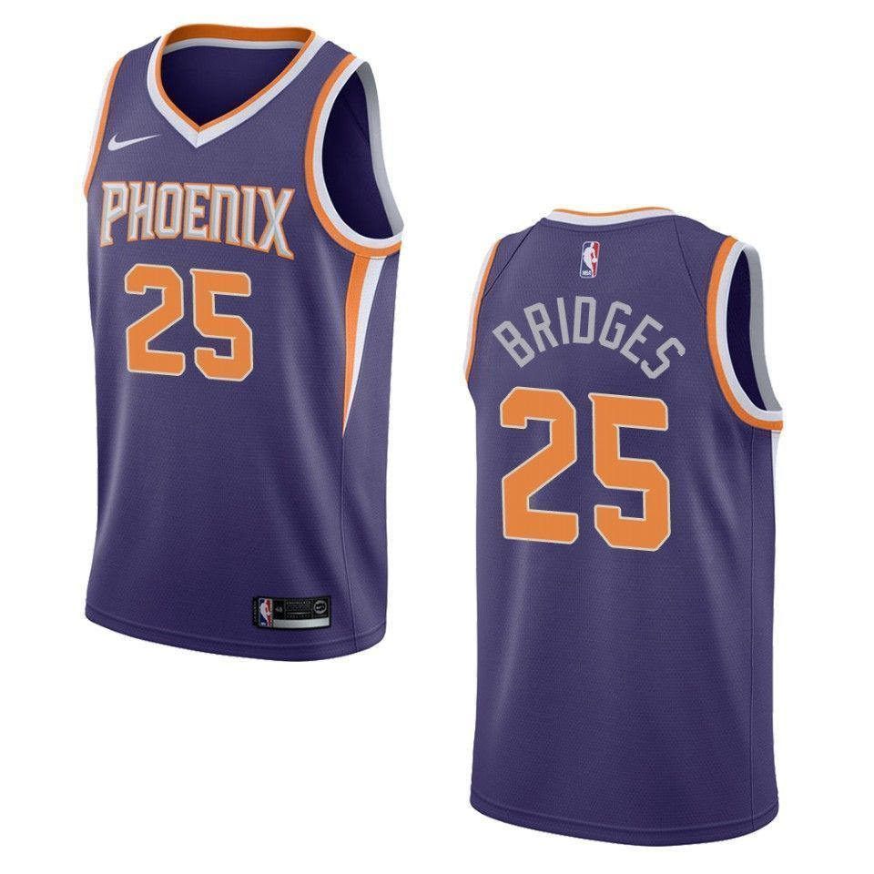 Men's Phoenix Suns 25 Mikal Bridges Icon Swingman Jersey - Purple - JS437 