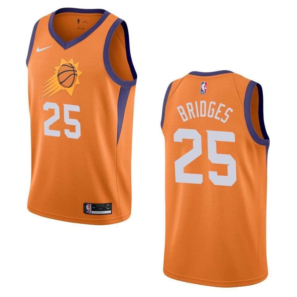 Men's Phoenix Suns 25 Mikal Bridges Statement Swingman Jersey - Orange - JS425 