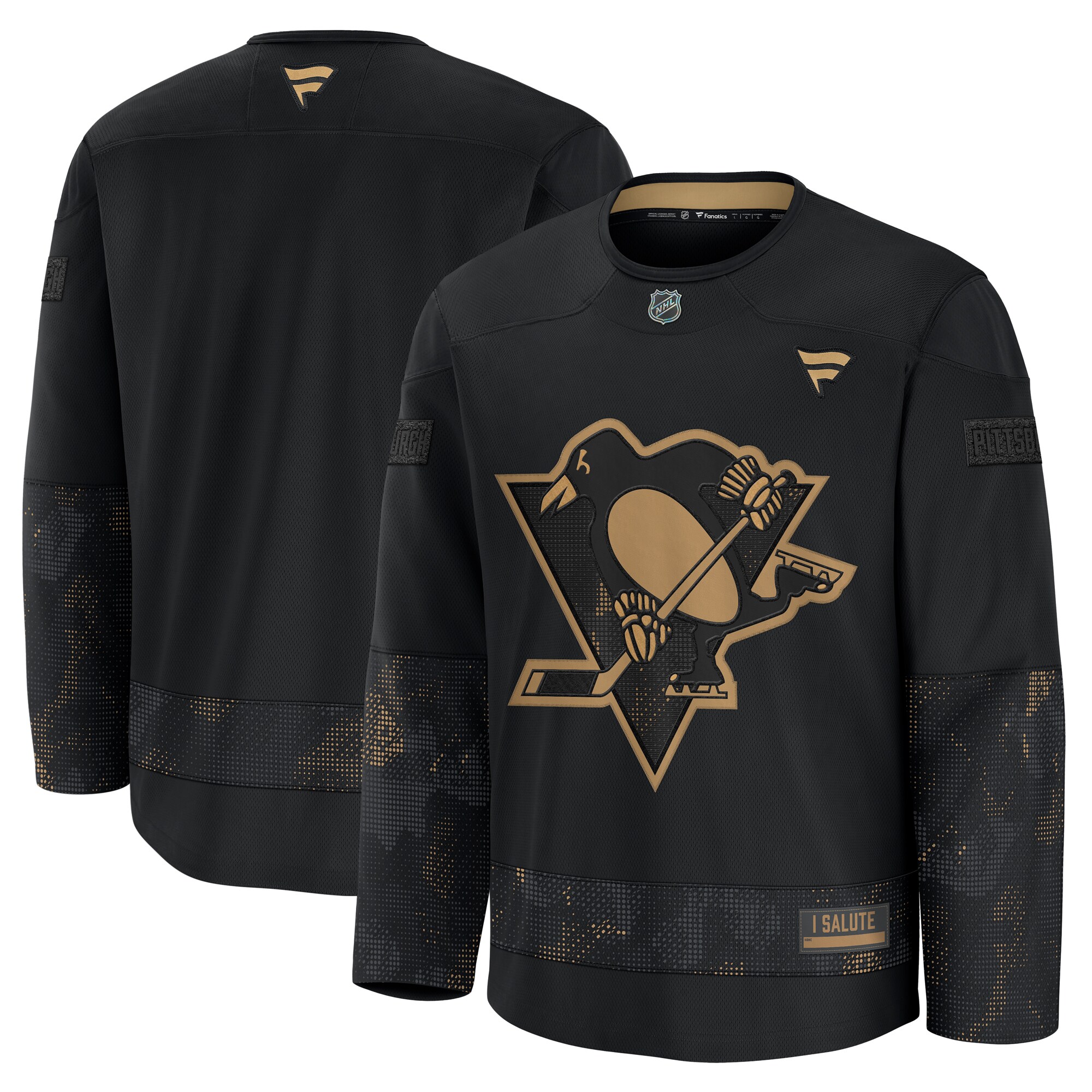 Men's Pittsburgh Penguins Black 2024 Military Appreciation Practice Hockey Jersey - JS190 