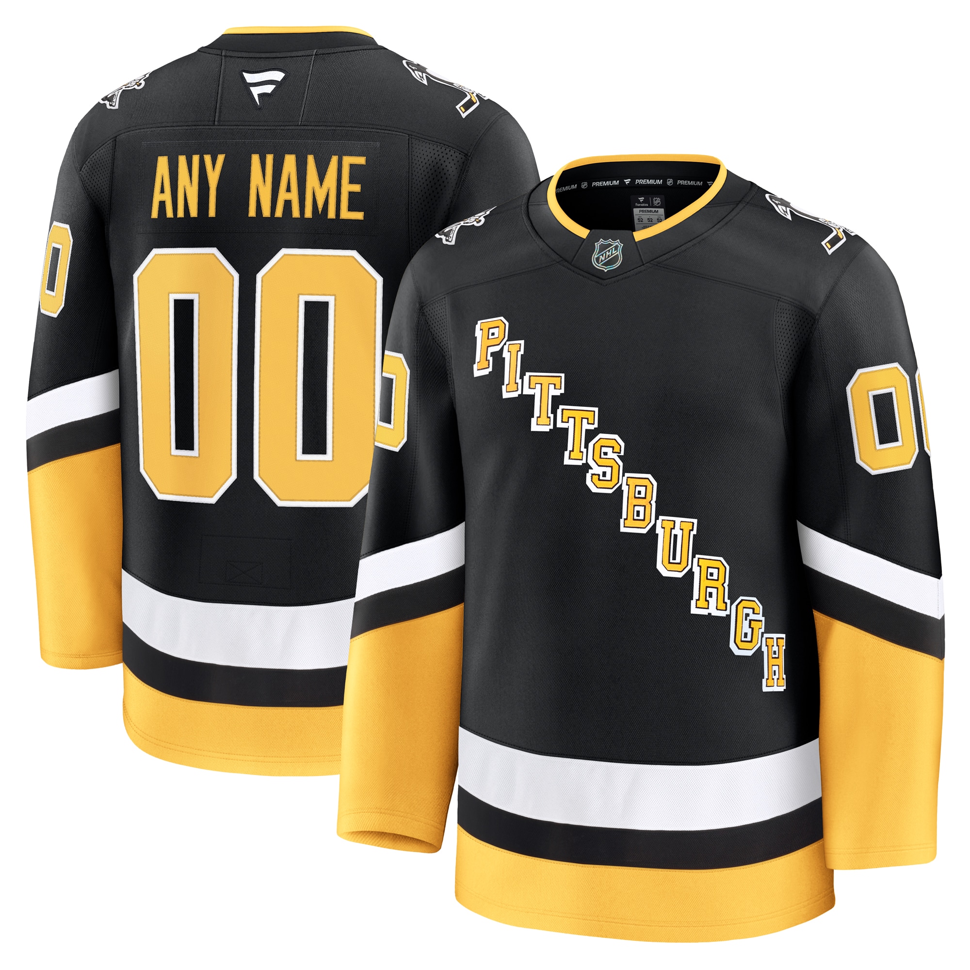 Men's Pittsburgh Penguins Black Alternate Premium Custom Hockey Jersey - JS499 