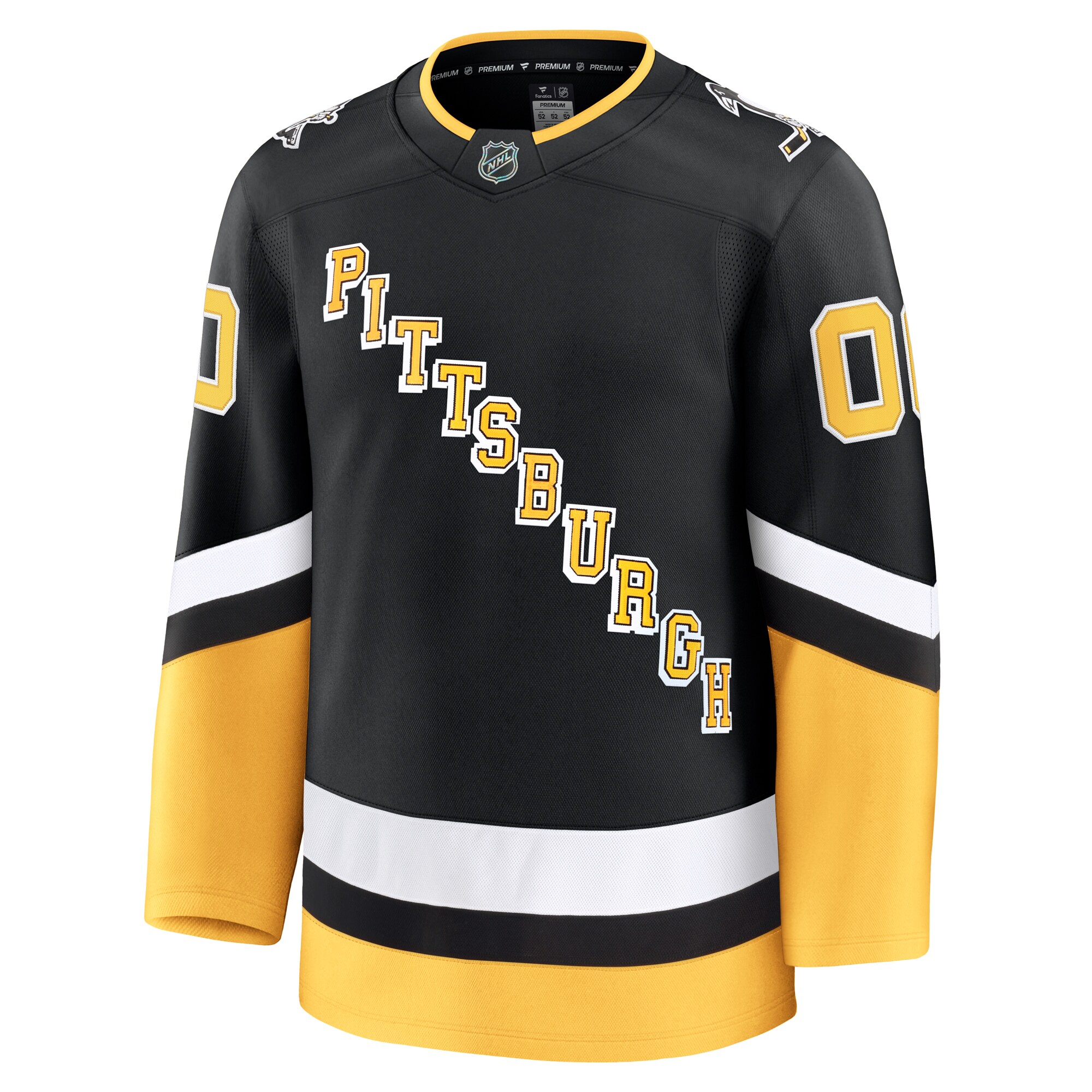 Alternative view of Men's Pittsburgh Penguins Black Alternate Premium Custom Hockey Jersey - JS499 