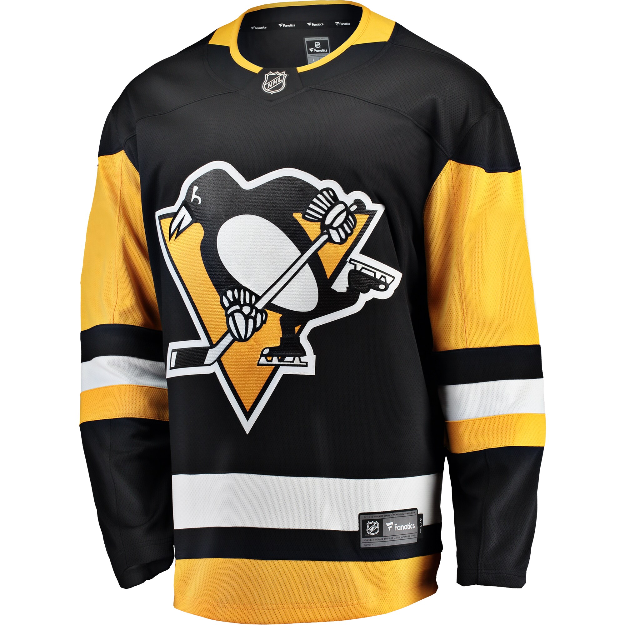 Alternative view of Men's Pittsburgh Penguins Black Breakaway Home Hockey Jersey - JS769 