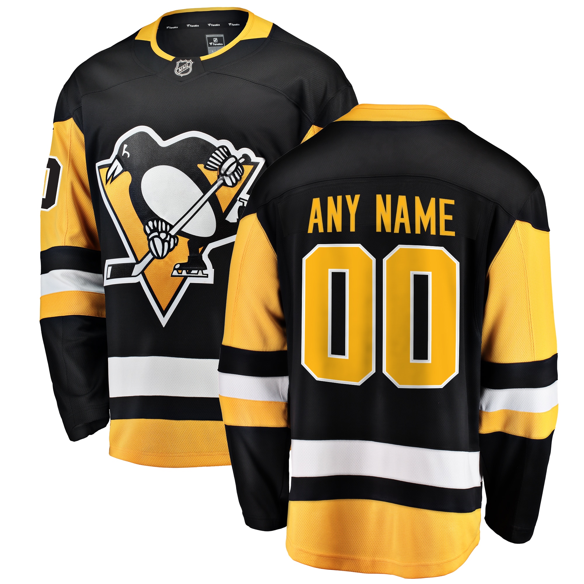 Men's Pittsburgh Penguins Black Home Breakaway Custom Hockey Jersey - JS229 