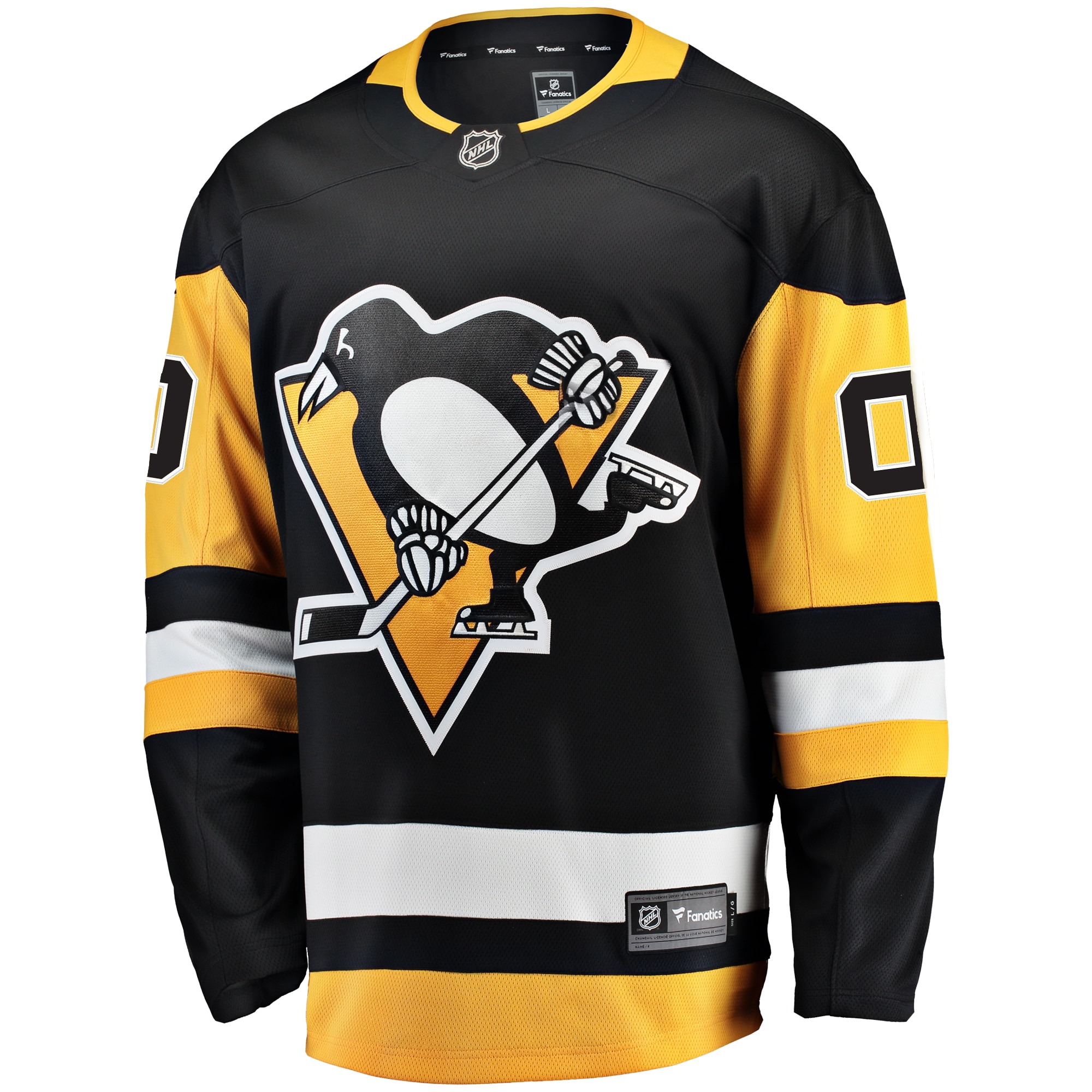 Alternative view of Men's Pittsburgh Penguins Black Home Breakaway Custom Hockey Jersey - JS229 