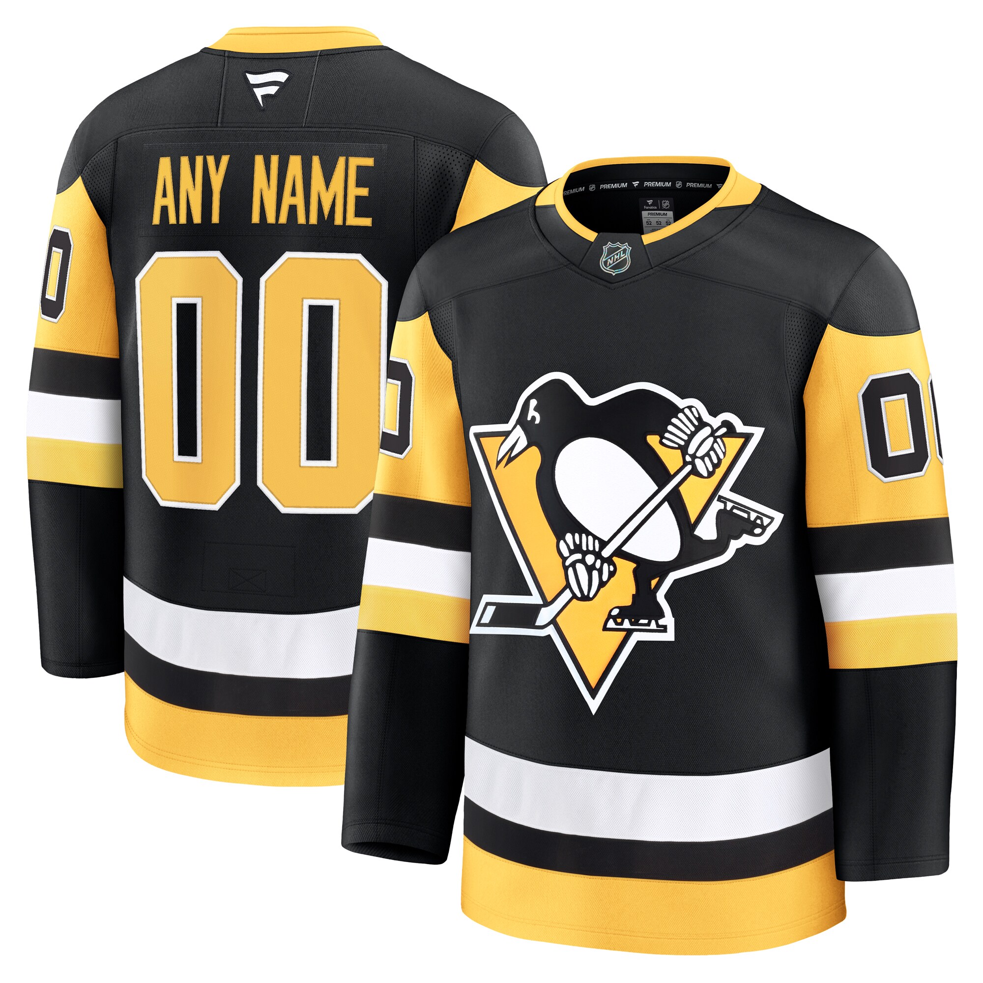 Men's Pittsburgh Penguins Black Home Premium Custom Hockey Jersey - JS224 