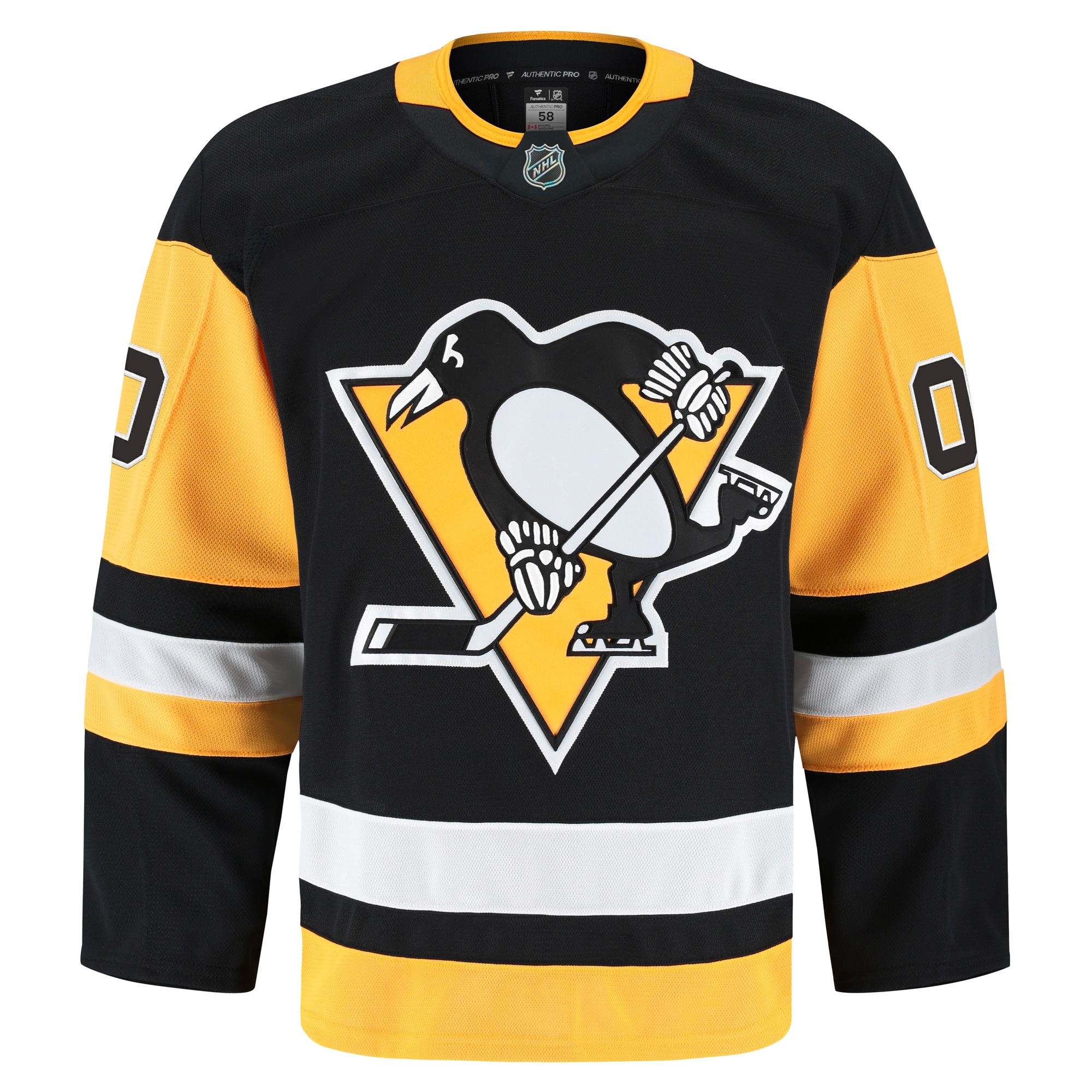 Alternative view of Men's Pittsburgh Penguins Black Home Pro Custom Hockey Jersey - JS252 