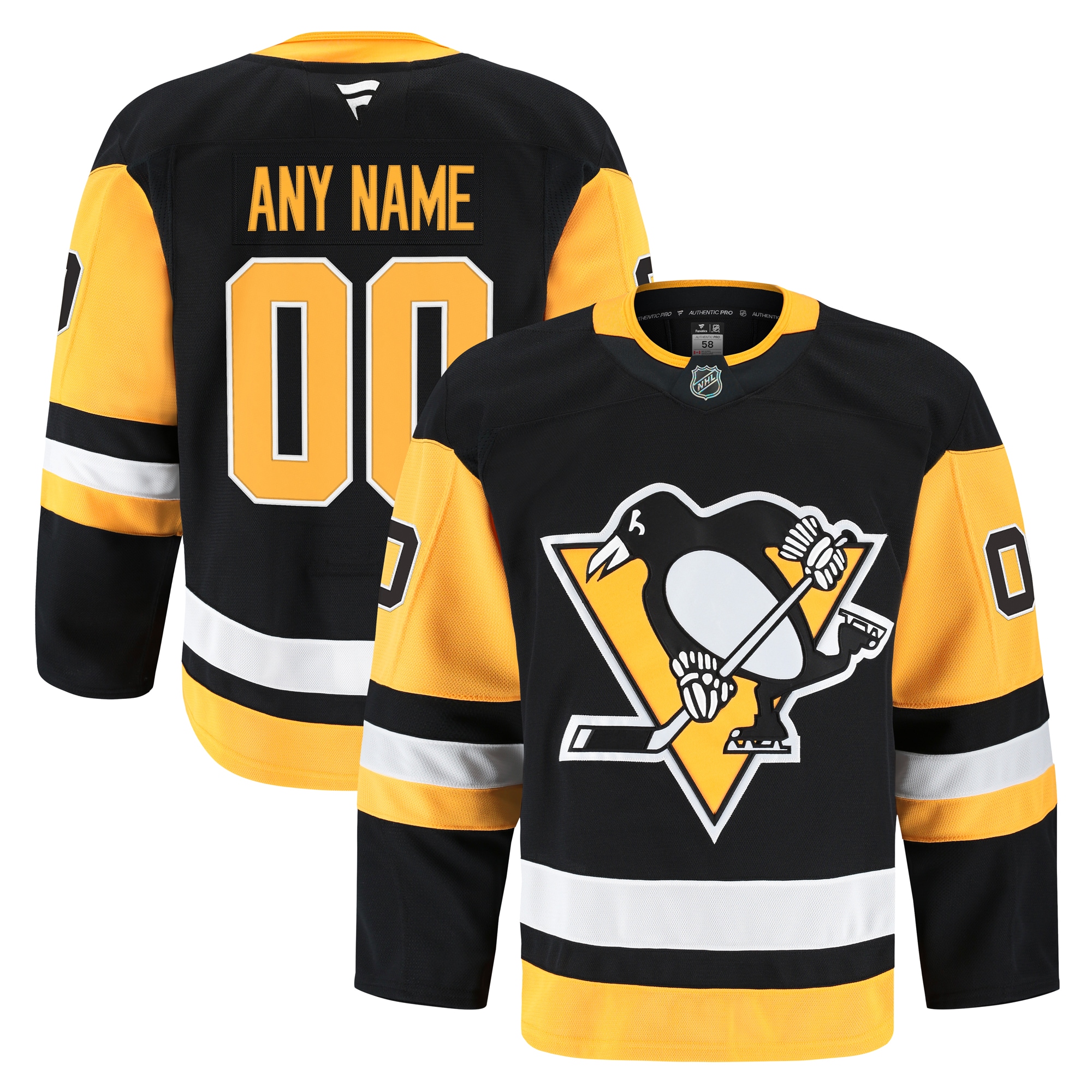 Men's Pittsburgh Penguins Black Home Pro Custom Hockey Jersey - JS252 