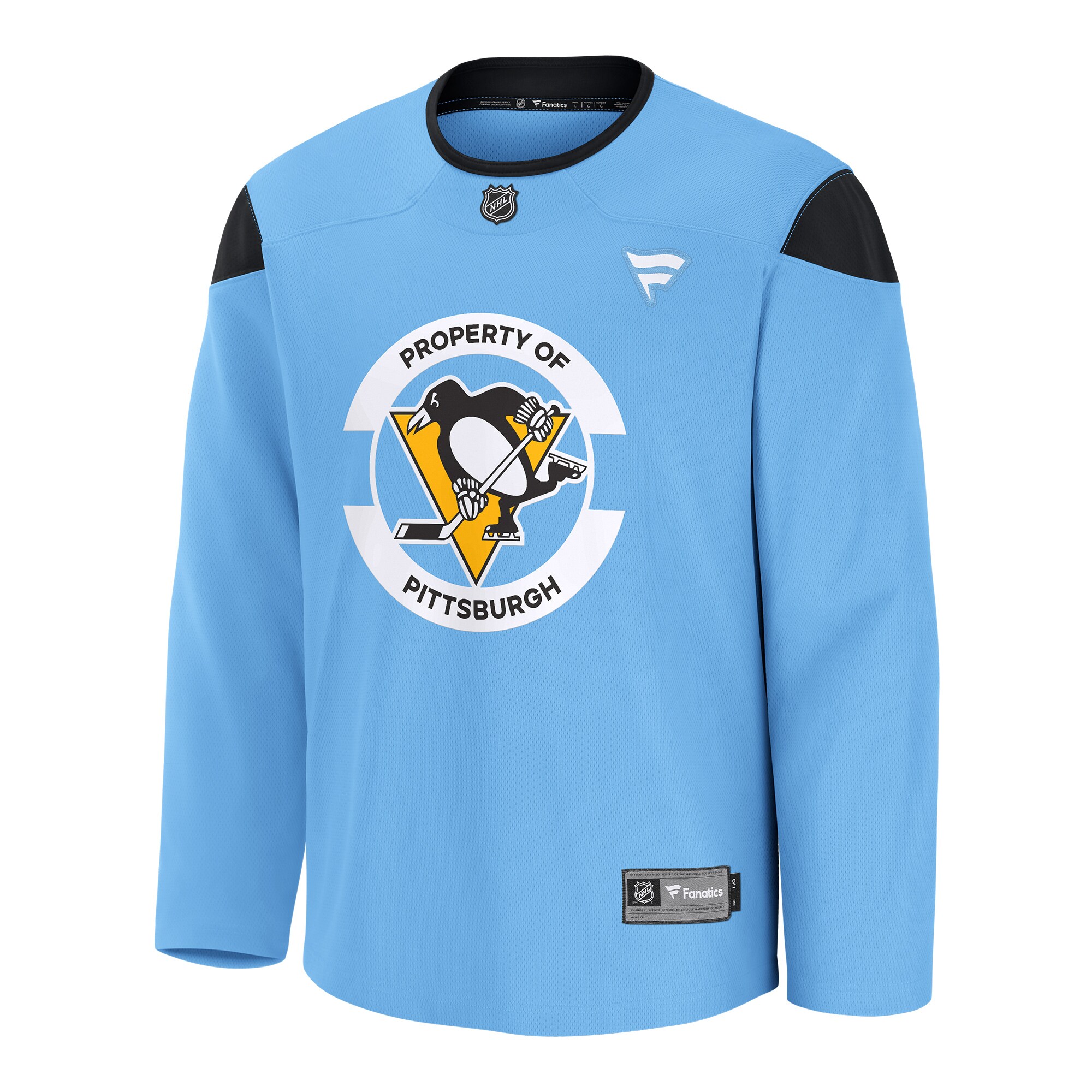 Alternative view of Men's Pittsburgh Penguins Blue Home Practice Hockey Jersey - JS441 