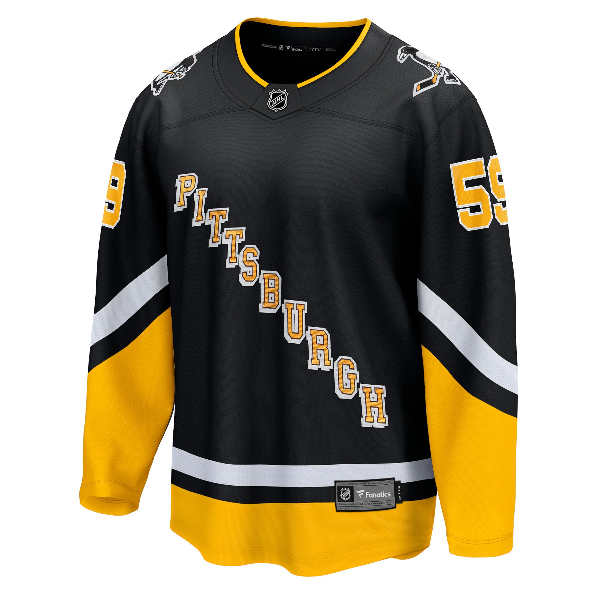 Alternative view of Men's Pittsburgh Penguins Jake Guentzel Black Alternate Premier Breakaway Player Hockey Jersey - JS272 